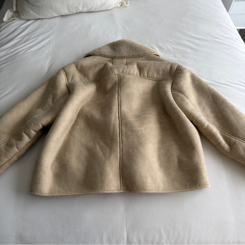 ZARA Cream Teddy-Lined Short Coat - Picture 6 of 6
